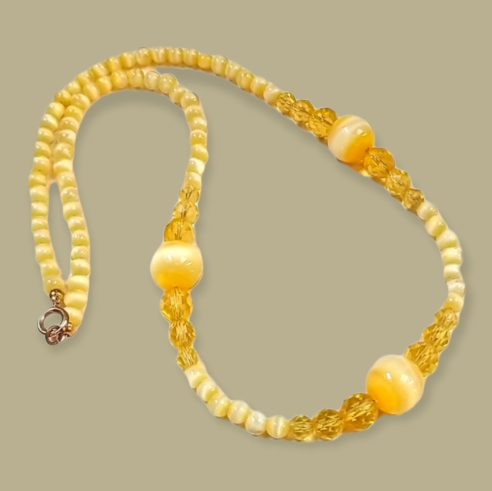 Vintage Art Deco 1920s Citrine Glass Necklace